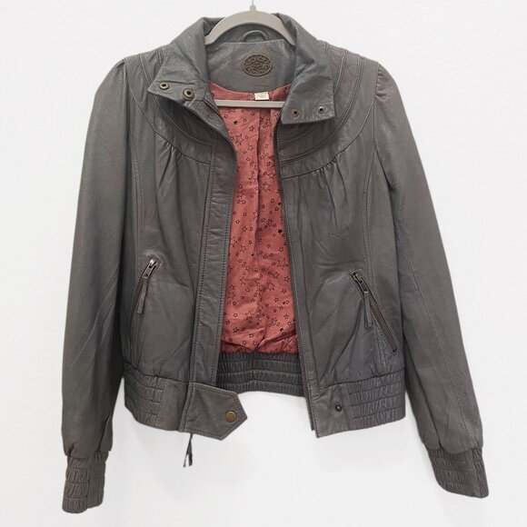 Anthropologie Idra Grey Leather Jacket-XS Like New